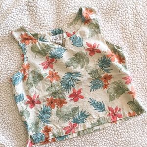 Silk cropped tropical print tank